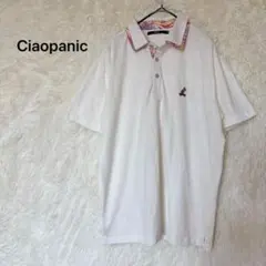 Ciaopanic ポロシャツ 半袖 M ホワイト　ワンポイント刺繍 襟元花柄のサムネイル