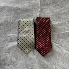 格安オークション ネクタイ 2本セット シルク 総柄 幾何学模様