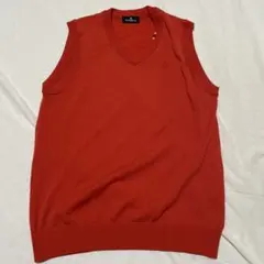 Munsingwear オレンジ 赤Vネック ニットベストのサムネイル