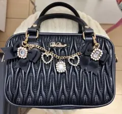 LIZLISA リズリサ キルティングリボンチャームポシェット ブラック