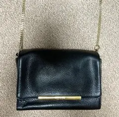 ブルーレーベルクレストブリッジ　レザーショルダーバッグ　ブラック