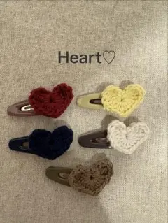 ベビー&キッズヘアクリップ♡ ハート 5個セット ハンドメイド
