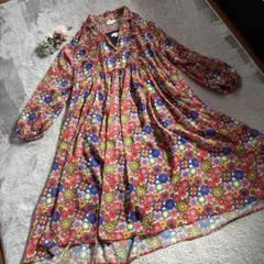 【大きいサイズ】希少 WRAY 総花柄 ヴィンテージロングワンピース レトロ柄