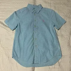 【Ralph Lauren 】キッズ 半袖シャツ S 水色 チェック