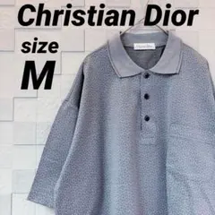 【定番】クリスチャンディオール　CD 総柄　半袖　ポロシャツ　グレー　モノグラム