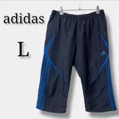 【アディダス】トレーニングハーフパンツ 3本ライン ロゴ スポーツ L ネイビー