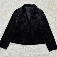 COMMECAISMベロアテーラードジャケットLブラックコムサイズム黒ベルベット