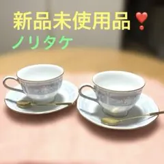 ノリタケ　レースウッドゴールドライン　カップ&ソーサー2客　スプーン付き
