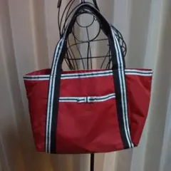 三連休！お値下げ ストライプデザイン 赤 トートバッグ