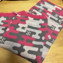 幾何学模様 ニットレッグウォーマー