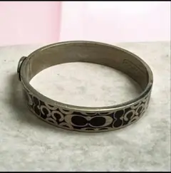 値下げ可‼️Coach バングル 黒/シルバー ブレスレット シグネチャー