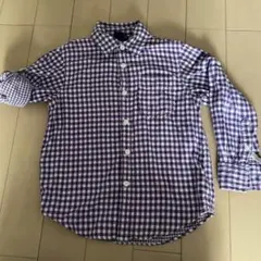 Gap紫と白のチェック長袖シャツ 160cm
