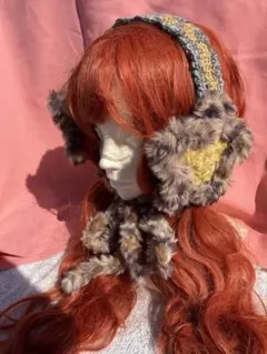 星型イヤーマフ ハンドメイド 編み物 耳あて