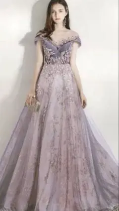 himawari様⭐︎薄紫 ビーズ刺繍 チュールドレスS