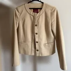 AMACA ベージュ ノーカラージャケット