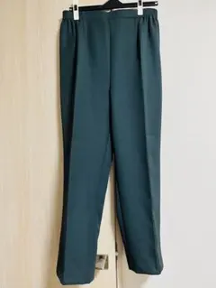 ダークグリーン スラックス ゴムウエスト　美品　大きめサイズ