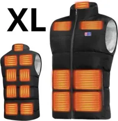 電熱ベスト ヒーターベスト 前後独立温度設定 15箇所発熱　XL ブラック