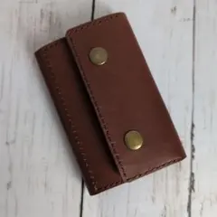 本革ハンドメイド キーケース小銭入れ付き