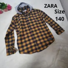 【オシャレ☆ZARA Kids】黄色　チェック　パーカー　サイズ140