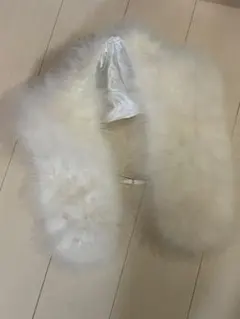 ホワイト サテン フェイクファー 着物ショール