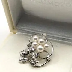 25512✨️ミキモト パール ブローチ 花 ブーケ 8粒 シルバー925 美品 