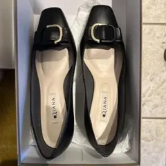 【良品】DIANA ブラック フラットパンプス 24.0cm