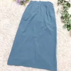 【美品】ニコアンド niko and... ロングスカート M ブルーグレー 紐