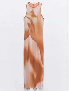 ZARA プリントチュールロングワンピース　y2k