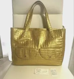 ⭐️お値下げ⭐️ゴールド クロコダイル風 コッコフィオーレ トートバッグ　本革