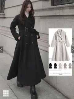 GRL ベルト付きフェイクウールフレアロングコート