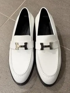 HERMES ローファー ホワイト 37 ほぼ未使用 - メルカリ