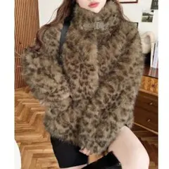 ブラウンヒョウ柄ファーコート
