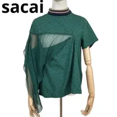 美品sacai Polka Dot Topドットシアーブラウス　アシンメトリーのサムネイル
