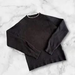 テチチ　長袖ニット　ブラック　首元パール　フリーサイズ