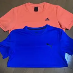 メンズadidasオレンジ&PUMA青Tシャツ2枚セット　サイズM、S