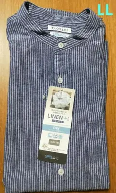 新品タグ付き☆しまむら☆リネンプラス　半袖シャツ　メンズLL