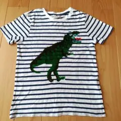H&M　恐竜デザインのTシャツ　スパンコール　ボーダー　134-140のサムネイル