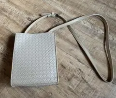 ベージュ合皮 編み込み柄 ショルダーバッグ