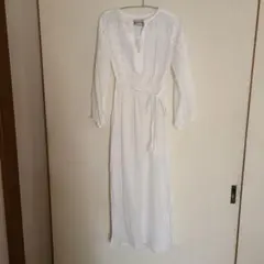 美品】ヌキテパ コットンレースワンピース 白 ロング カシュクール