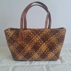 かごバッグ トートバッグ ブラウン系 チェック