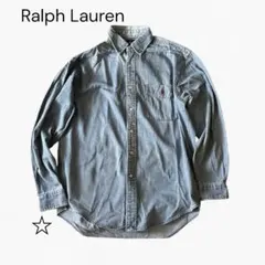 90s ラルフローレン THE BIG SHIRT デニムシャツ BD刺繍
