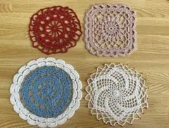 レース編みコースター4枚セット