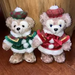 2012 ダッフィーのクリスマス　ダッフィー&シェリーメイ　ぬいぐるみバッジ