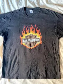 00s ハーレーダビッドソン Tシャツ XXL ビンテージ ファイヤー フレイム