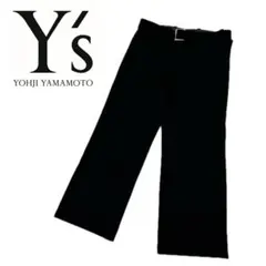 【極美品】Y's ワイズ ベルテッド スラックス ブラックのサムネイル