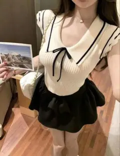 シーイン　半袖ニット　S 韓国風のサムネイル