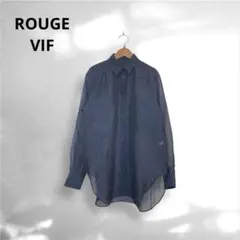 ROUGE VIF ルージュヴィフ　シアーシャツ　長袖　ブラウス　ネイビーのサムネイル