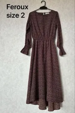 Feroux ロングワンピース オンワード樫山　size 2 ブラウン系　長袖