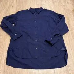 +J ユニクロ 長袖シャツ ネイビー L