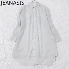 ジーナシス　ロングシャツ　シアー　ダブルポケット　カジュアル　シンプル　グリーン